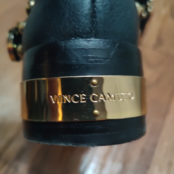 Vince Camuto Womens Size 7 Black and Gold Leather studded boots - Picture 4 of 7